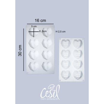 Молд Осем Диамантени сърца Cesil Professional
