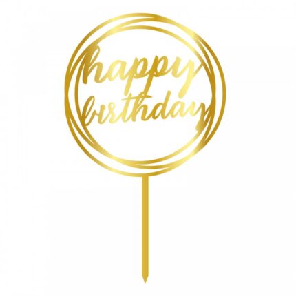 Cesil златен топер Happy Birthday